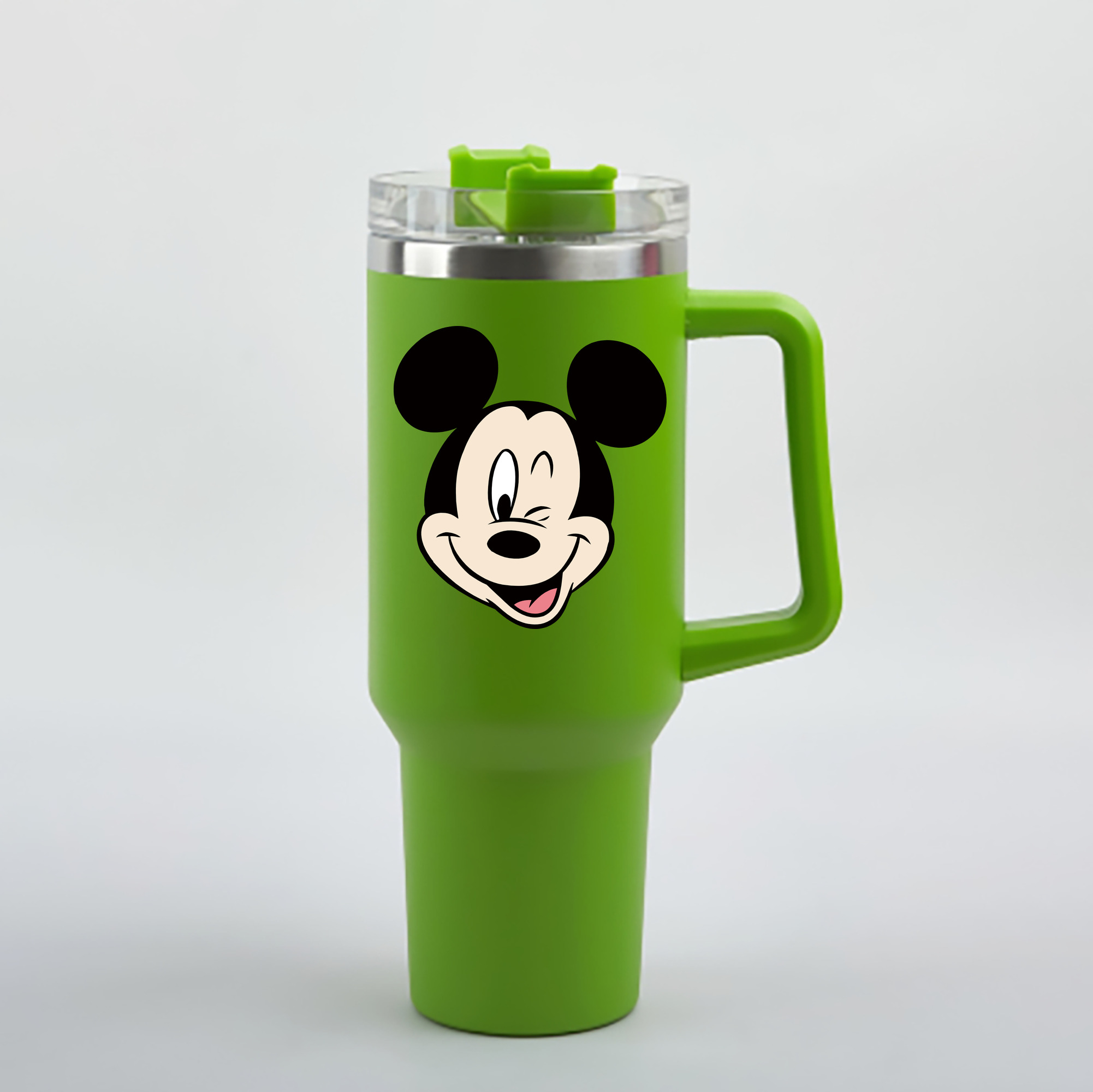 （画像用） ミッキーマウス Mickey Mouse 1200mL車用タンブラー - クリスタルステッカー（プラスチックストロー付き）